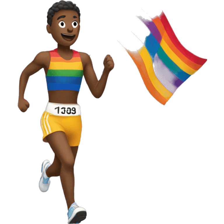 runner running holding a pride flag emoji