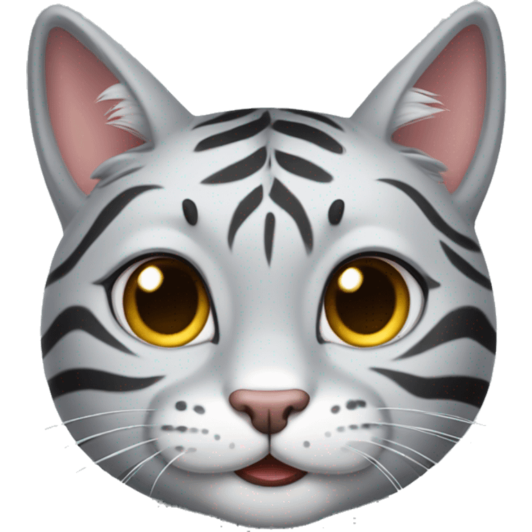 Grey Tiger cat smiling  emoji