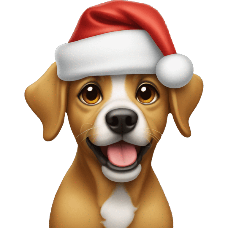 Dog wearing a Santa hat emoji