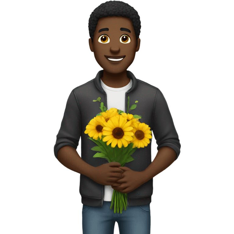 Black guy giving flowers  emoji