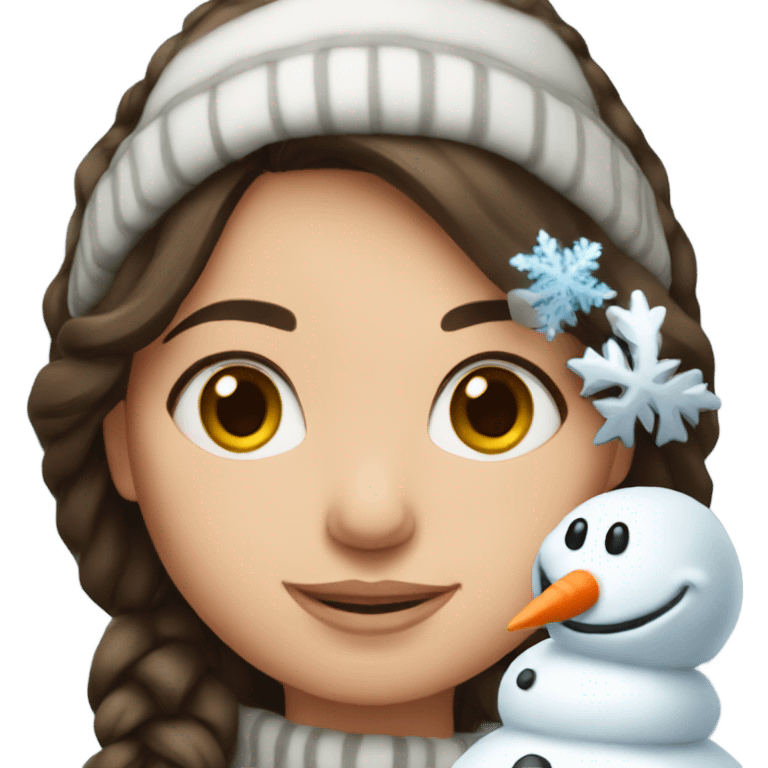 Brunette Girl with a Snowman emoji