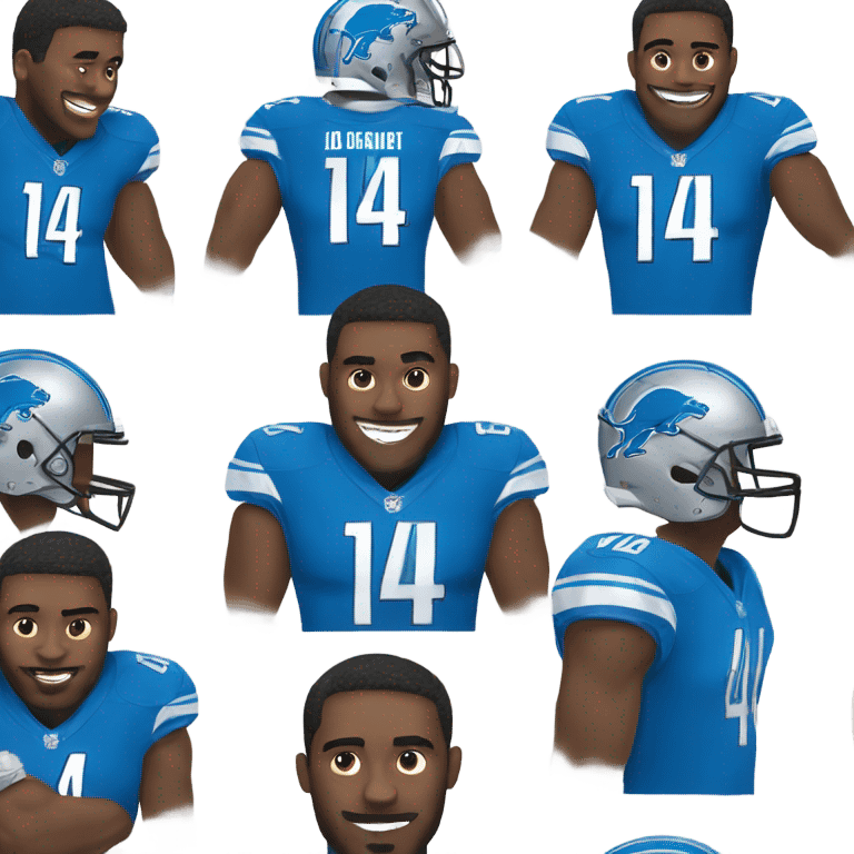 Detroit Lions football player wearing number 14 emoji