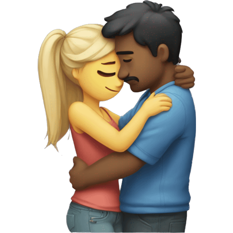 Sad hug between boyfriend and girlfriend emoji