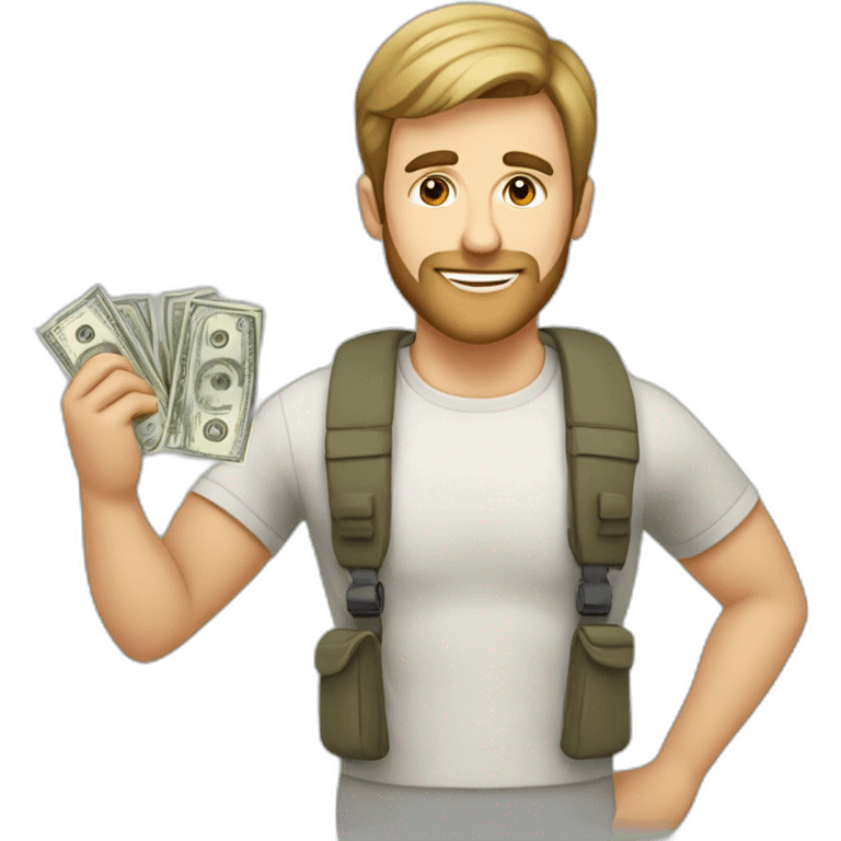 caucasian male with small beard with bag of money emoji