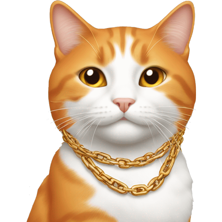 Orange and white cat wearing a chain emoji