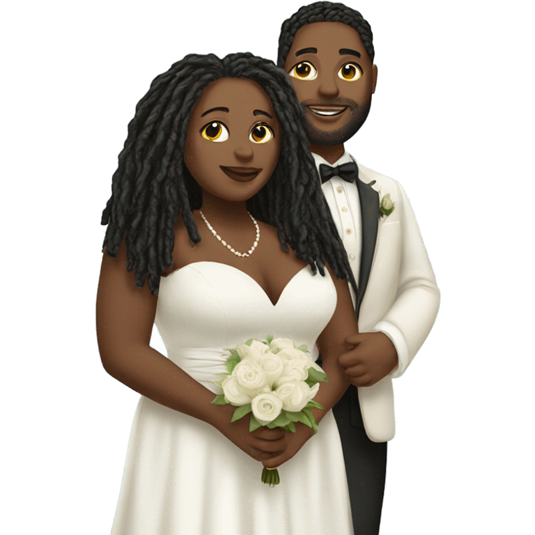 Plus size couple with locs wedding pale emoji