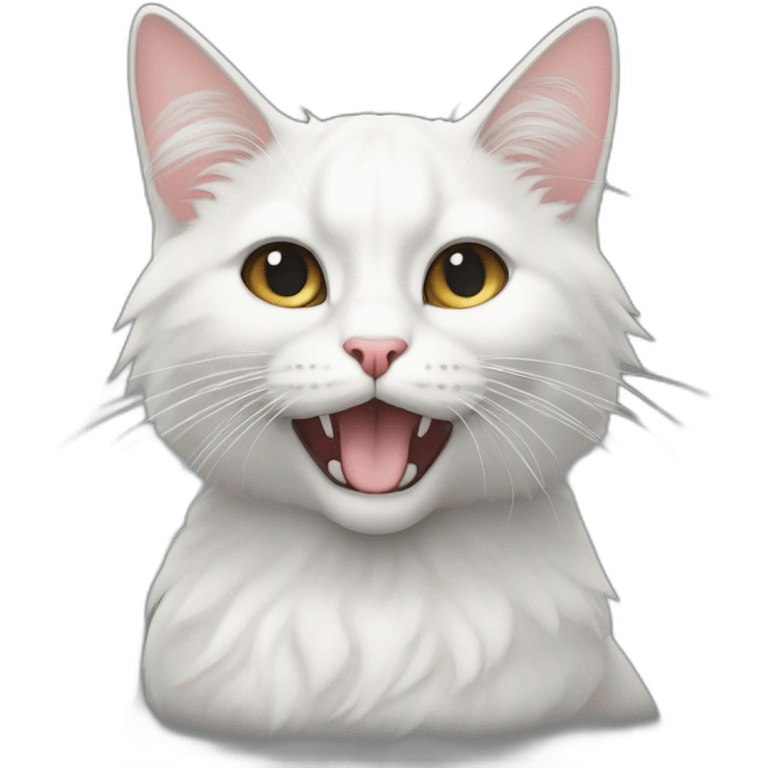 Un chat de poil blanc noir et toux emoji