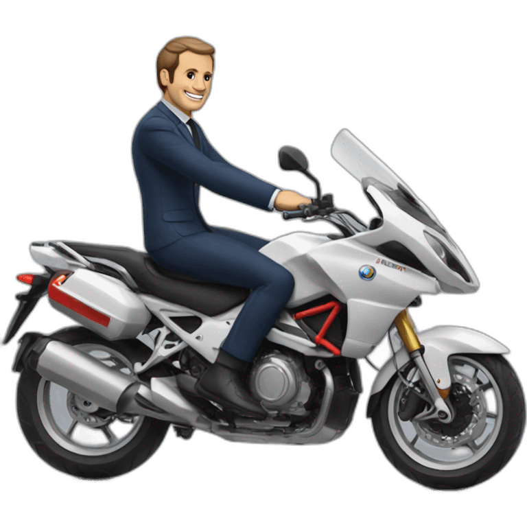 Macron qui fait de la moto crosse emoji