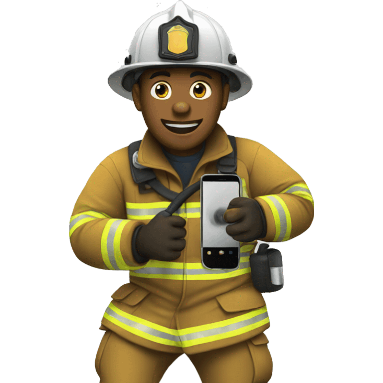 Firefighter charging his phone  emoji