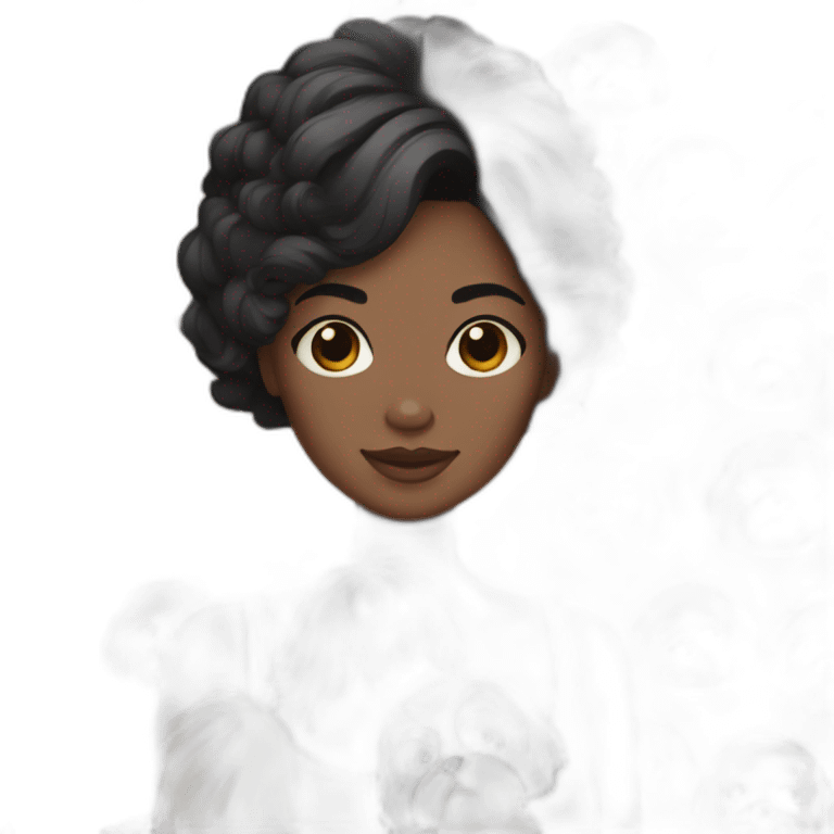 black haired woman with light skin and a shih tzu emoji