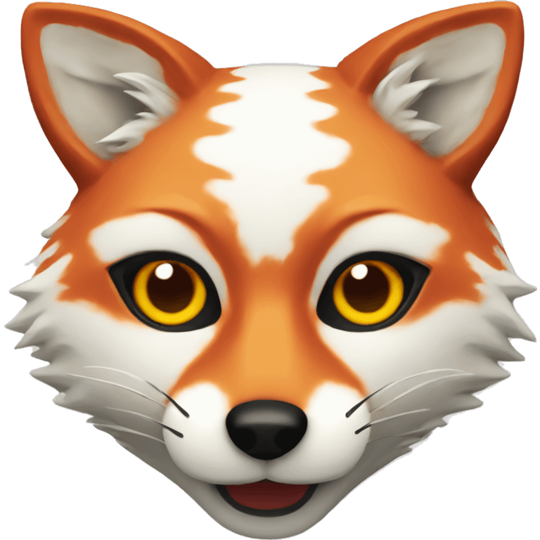 White Japanese Red Spotted Fox Mask emoji