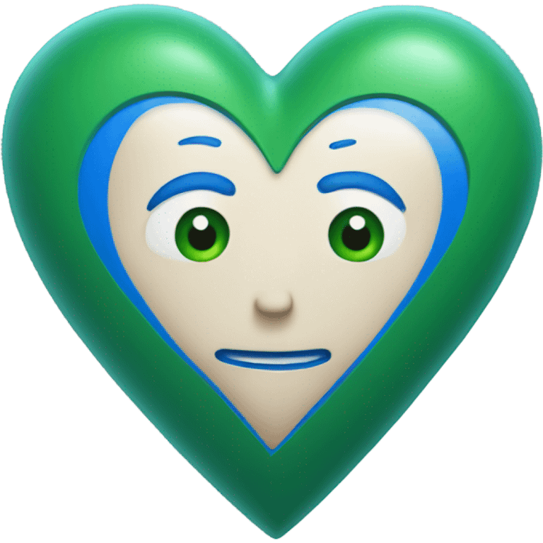 Heart that rim is blue that middle part is green emoji