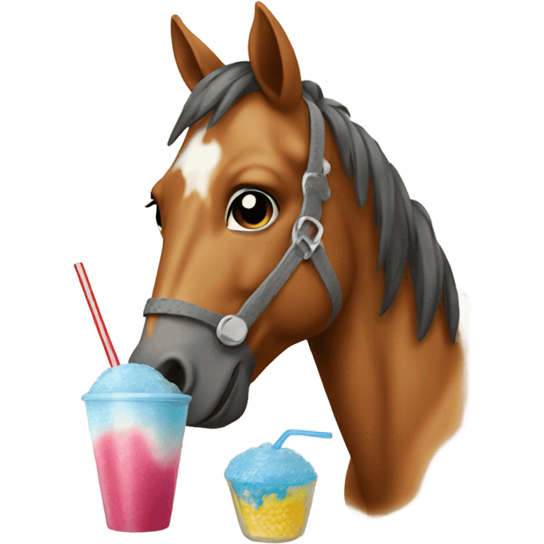 Horse eating a slushie emoji