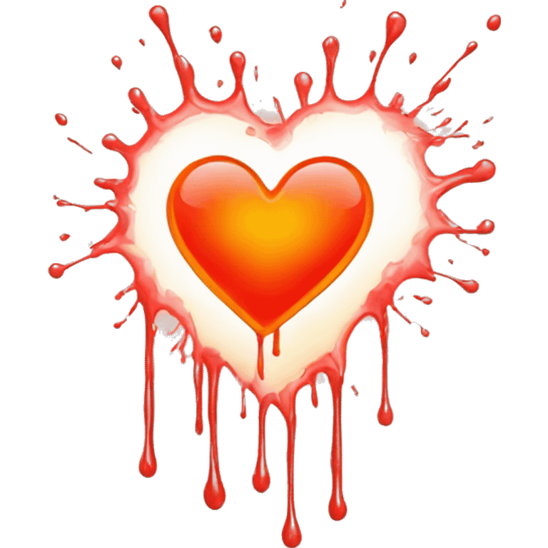 bleeding red heart glowing red-orange with splatter emoji