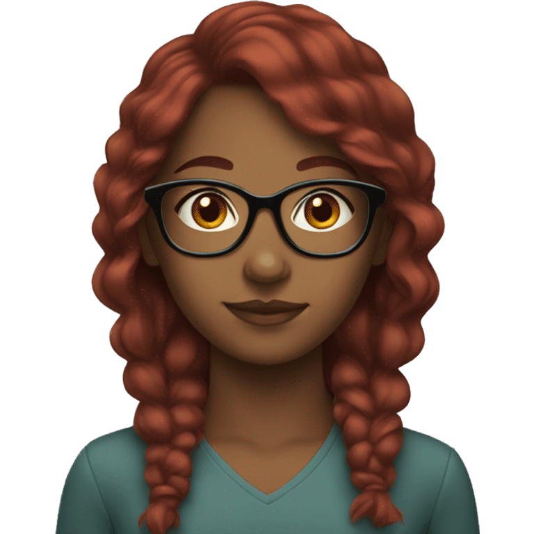 Brown girl with glasses and red hair  emoji