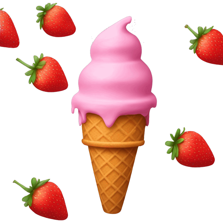 pink ice cream cone with strawberry  emoji