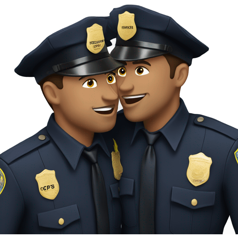 Two kissing male cops emoji