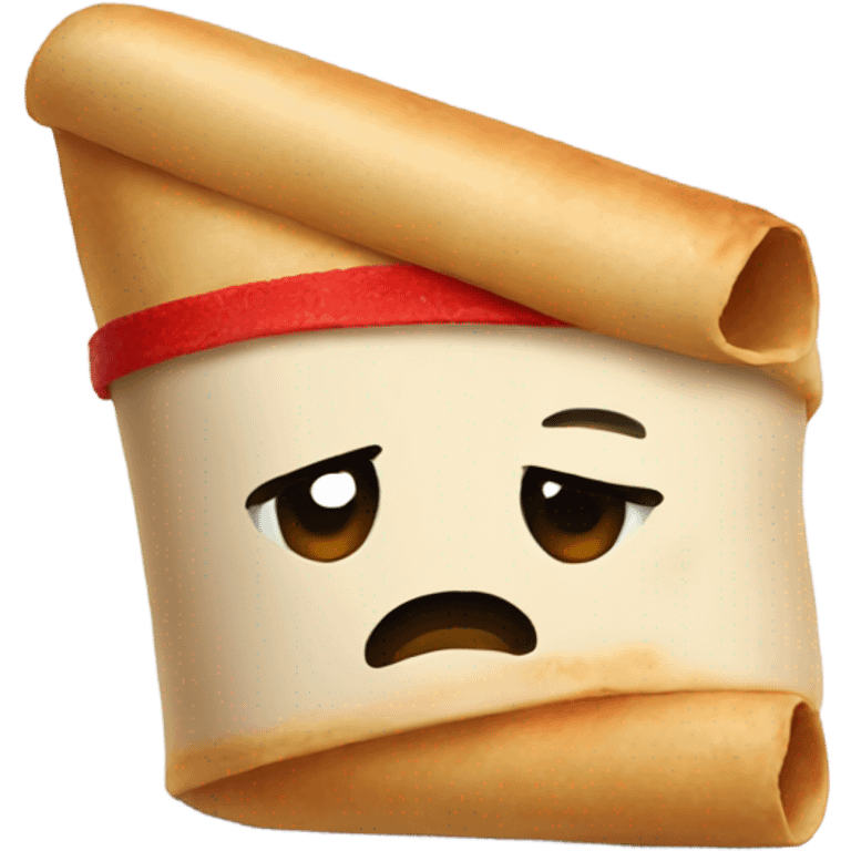 Taquito with tired eyes with red veins emoji