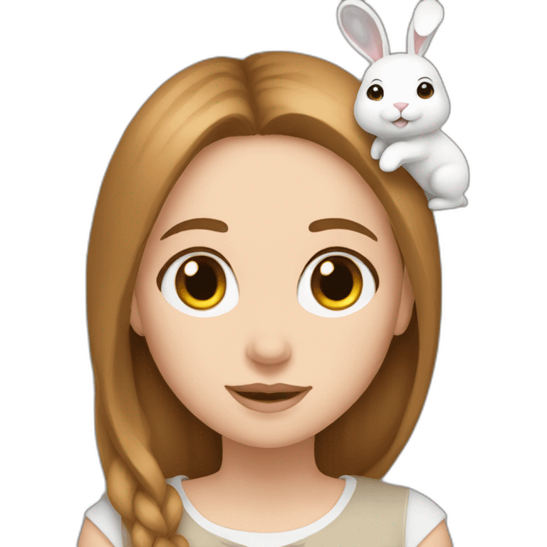 two white girls with brown hair and one white rabbit emoji