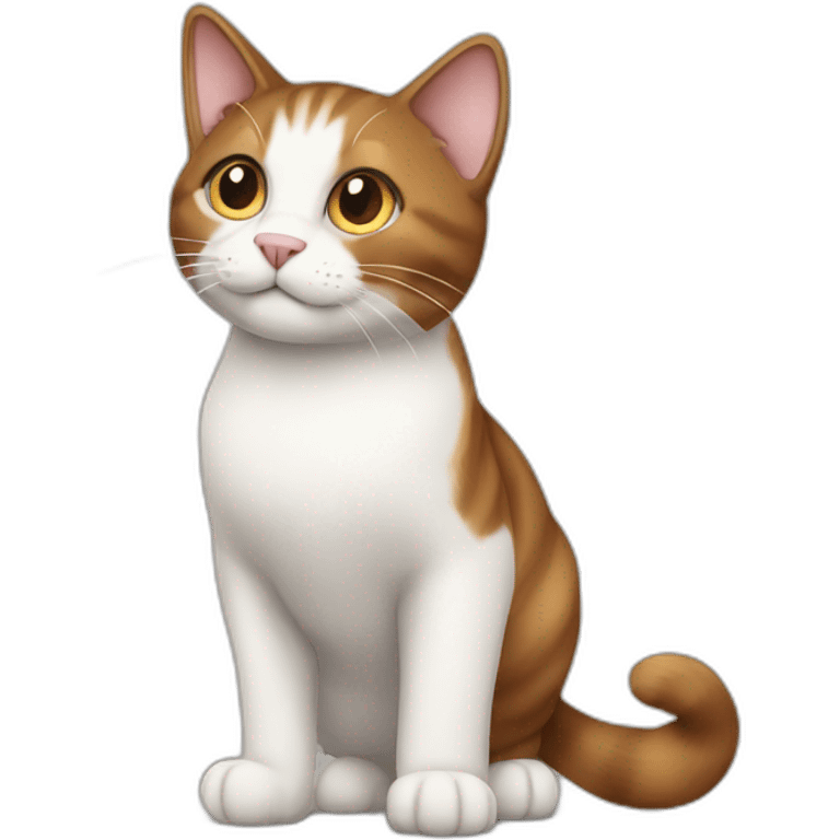 brown and white cat long tail emoji