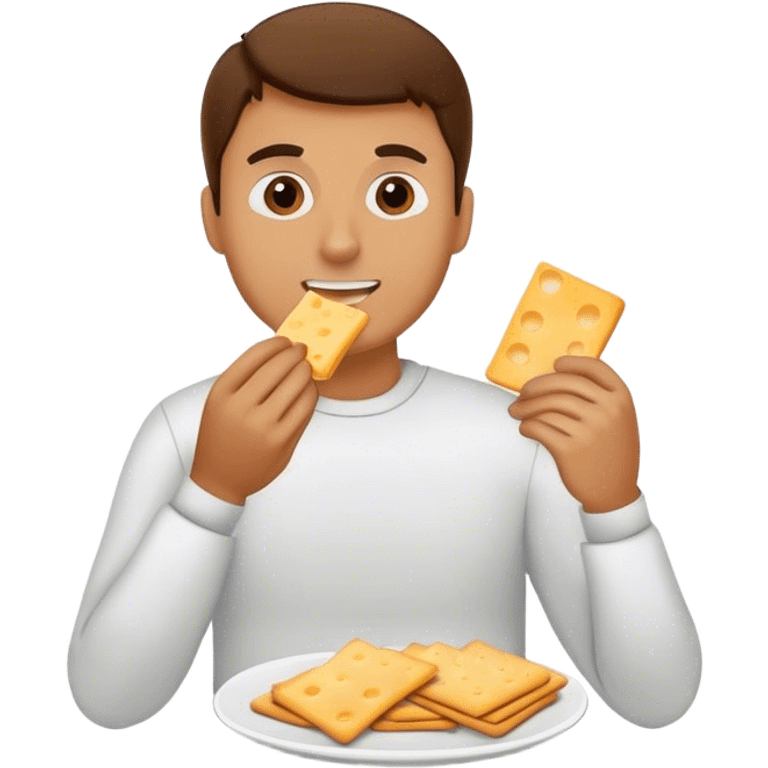 Man eating cheese and crackers emoji