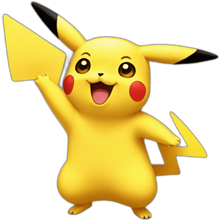 Pikachu waving hello emoji