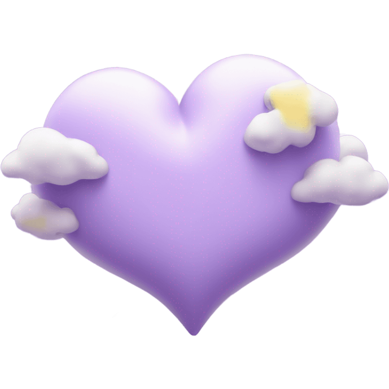 light violet heart with clouds and stars emoji