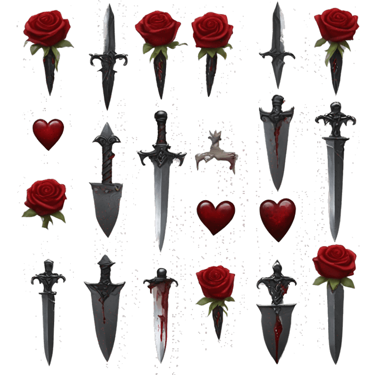 gothic hearts roses daggers blood emoji