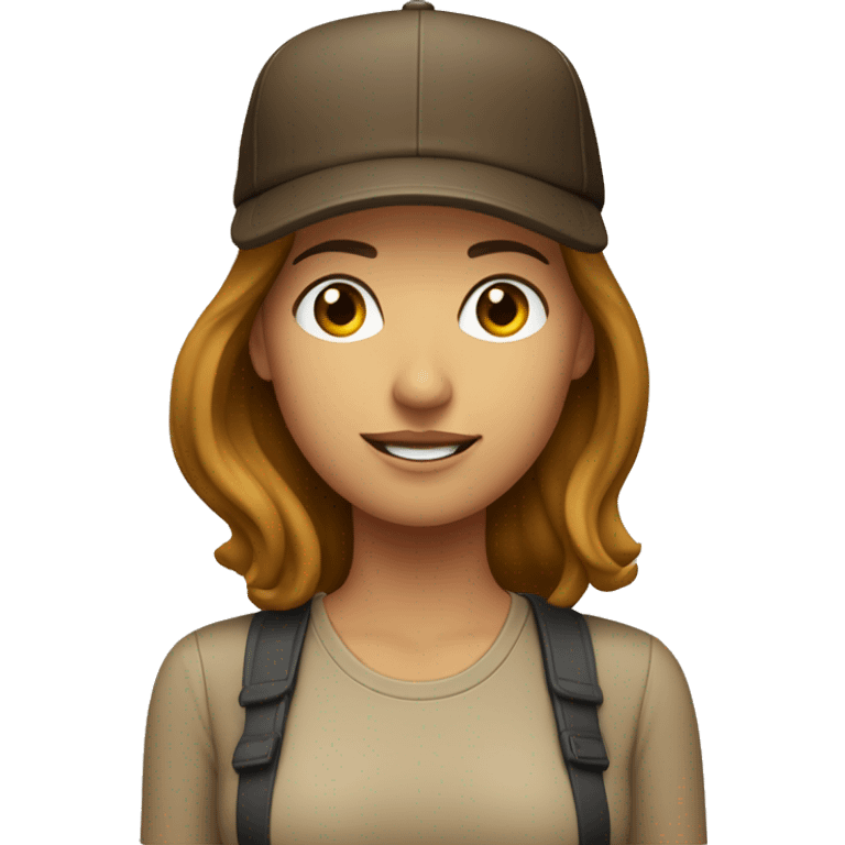 MUJER TEST BLANCA Y PELO CASTAÑO CON UNA GORRA emoji