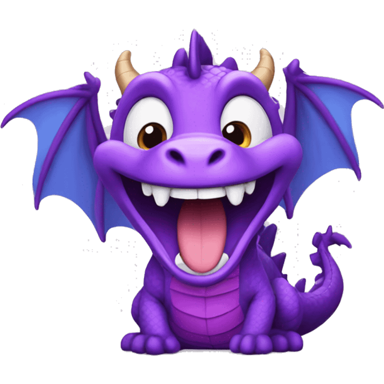 cute purple dragon laughing and  wearing purple clothes emoji