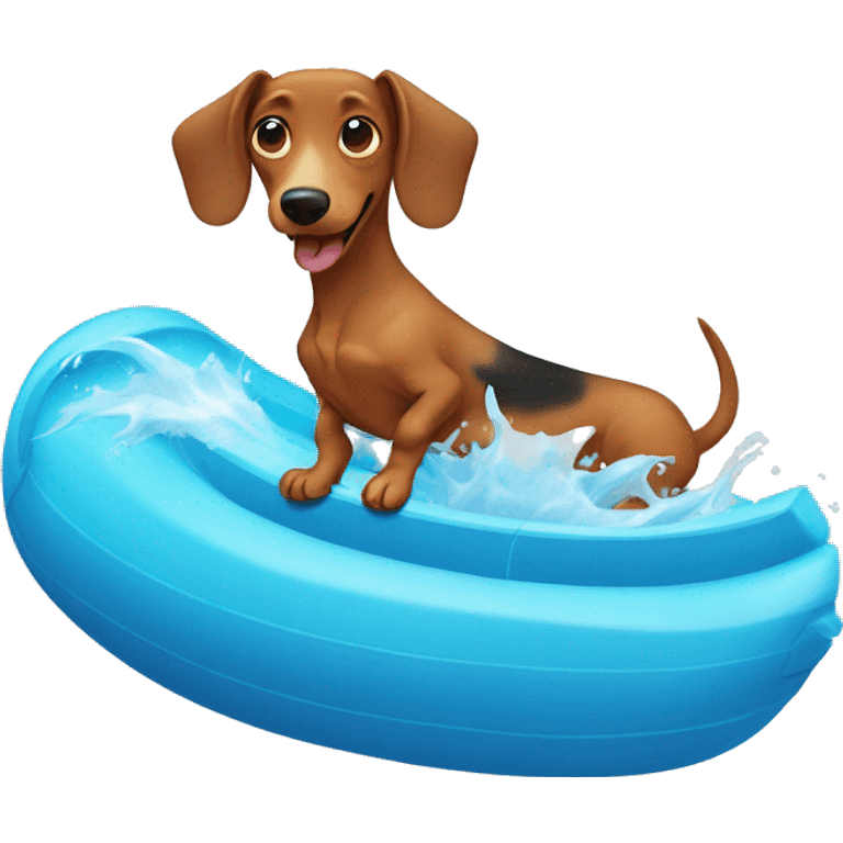 Dachshund going on a water slide  emoji