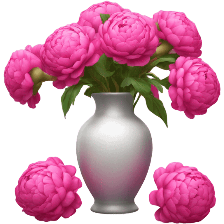 Realistic Bright pink pions in vase emoji