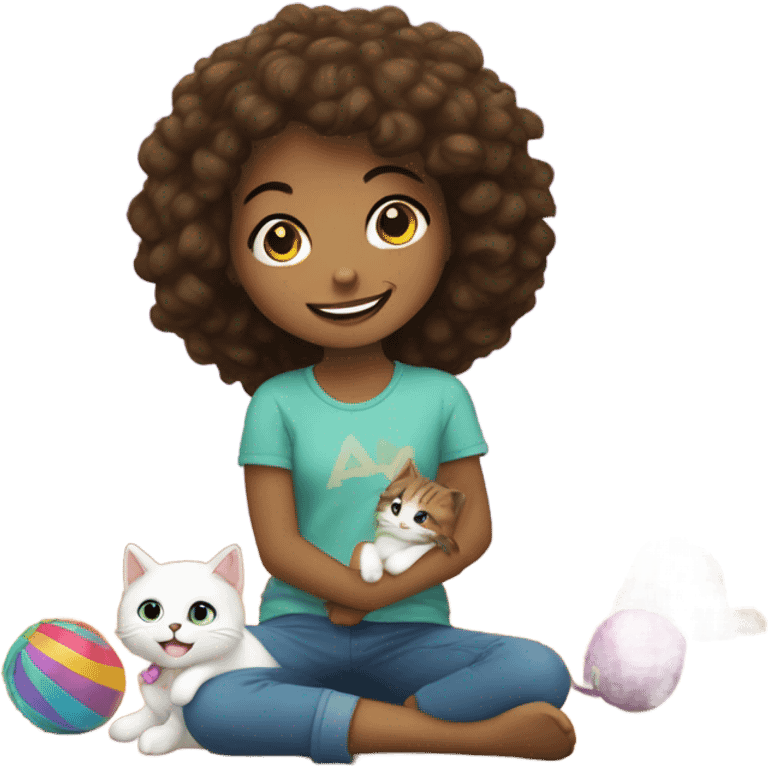 girl playing with cat emoji