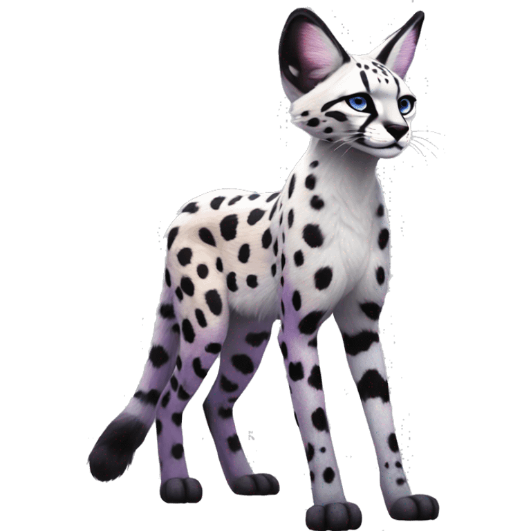 Epic Edgy Colorful Cool Cute Realistic Black White Purple ethereal Serval-Fionbri fursona full body emoji