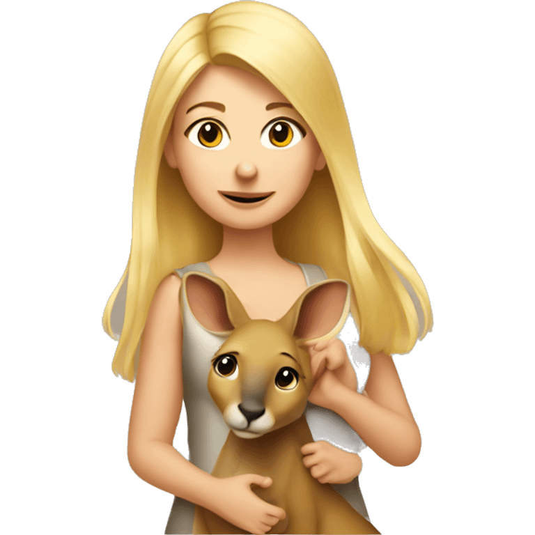 blonde girl with kangaroo emoji