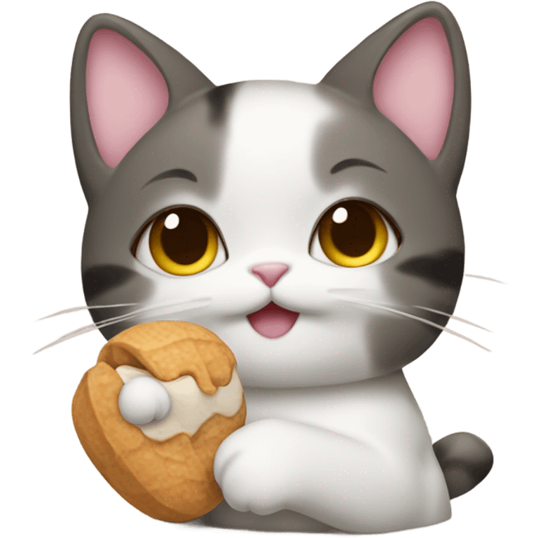 Kawaii cat with peanut emoji