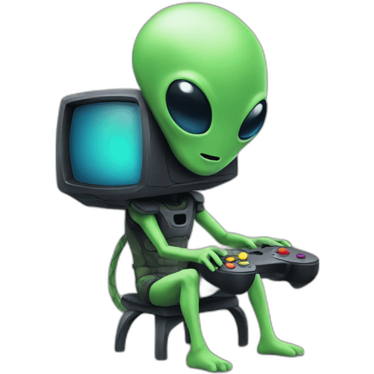 Alien playing video game emoji