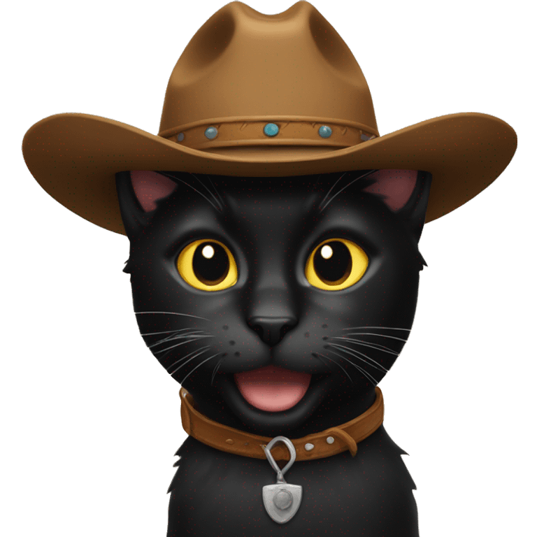 Black cat with cowboy hat emoji