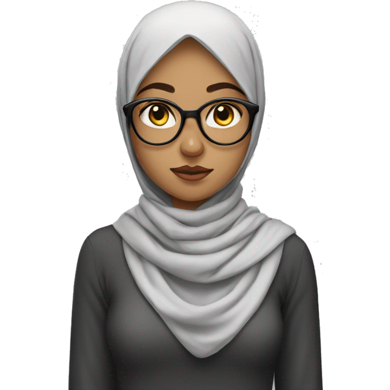 indifferent girl with cat glasess hijab emoji