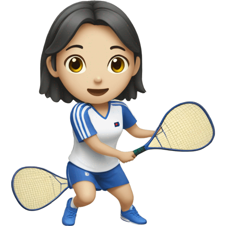 Korean girl playing squash emoji