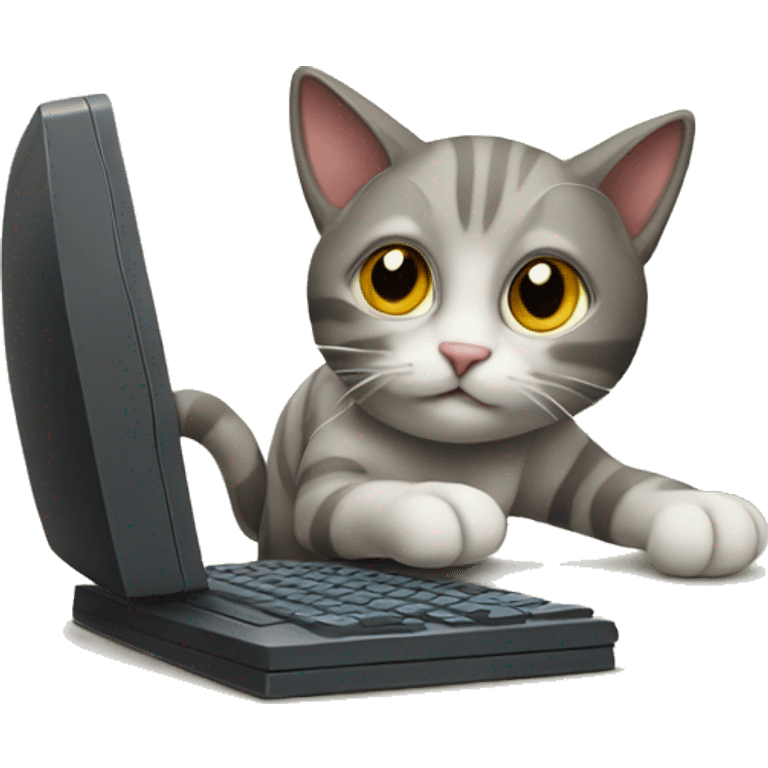 cat playing computer emoji