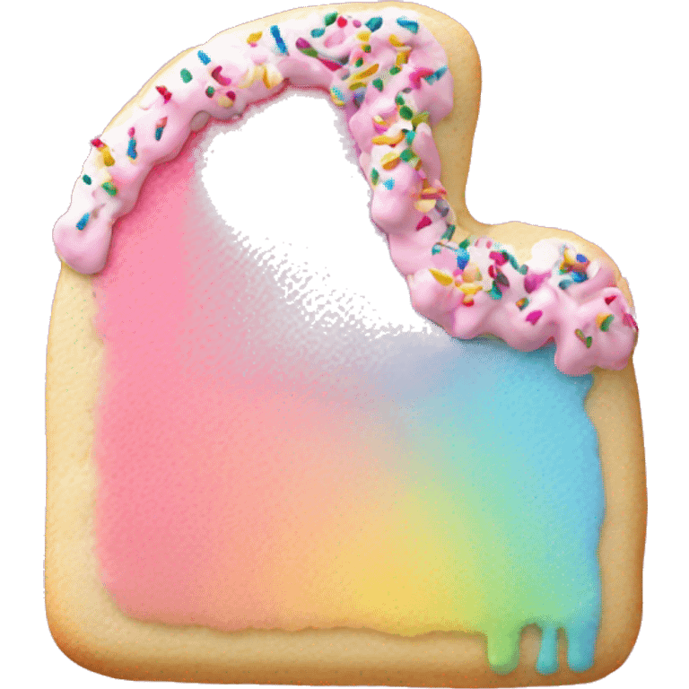 A sugar cookie with pink frosting and rainbow sprinkles  emoji