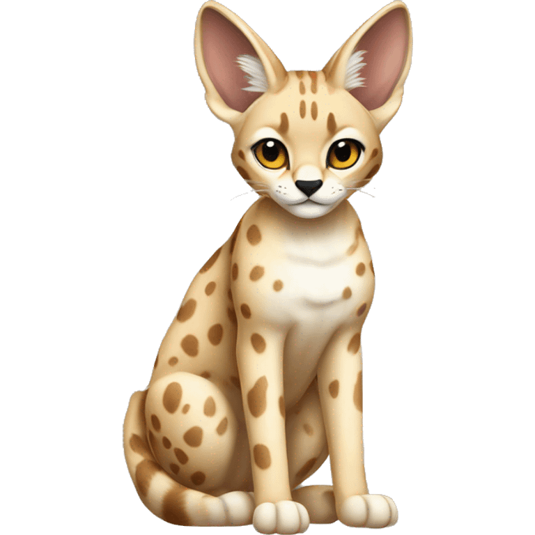 beige and white serval fullbody emoji