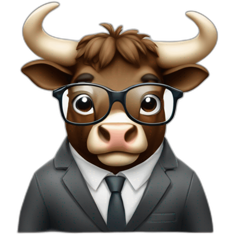 Business bull that is into digital marketing and extremely intelligent a mix between might mouse and Ferdinand the Bull very fit and muscular with glasses emoji