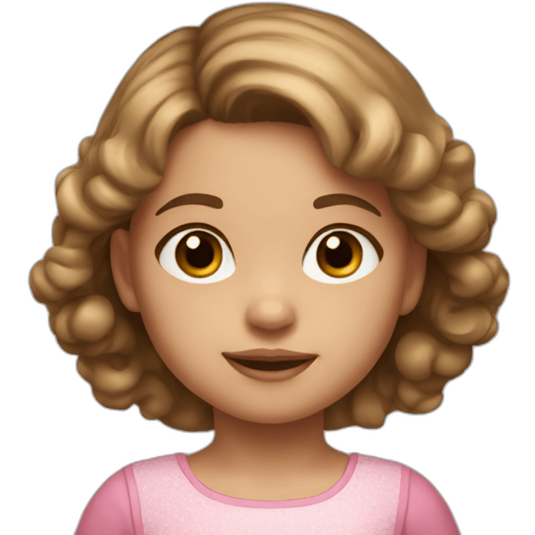 3 year old girl with light brown hair and pink dress brown eyes emoji