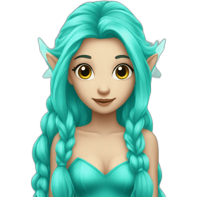 Cute turquoise fairy long hair emoji