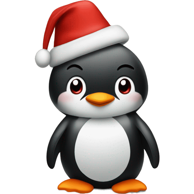 Create a cute penguin emoji with a red hat emoji