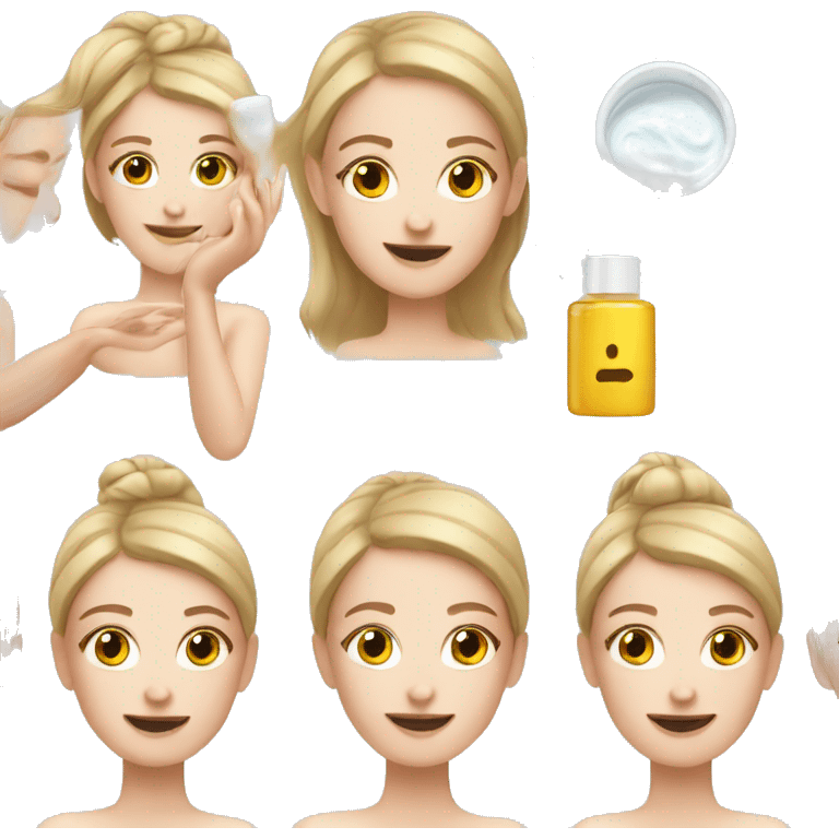 White girl doing skin care emoji