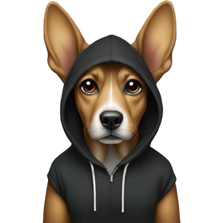 dog listening to music and vibing with a black hoodie on  emoji