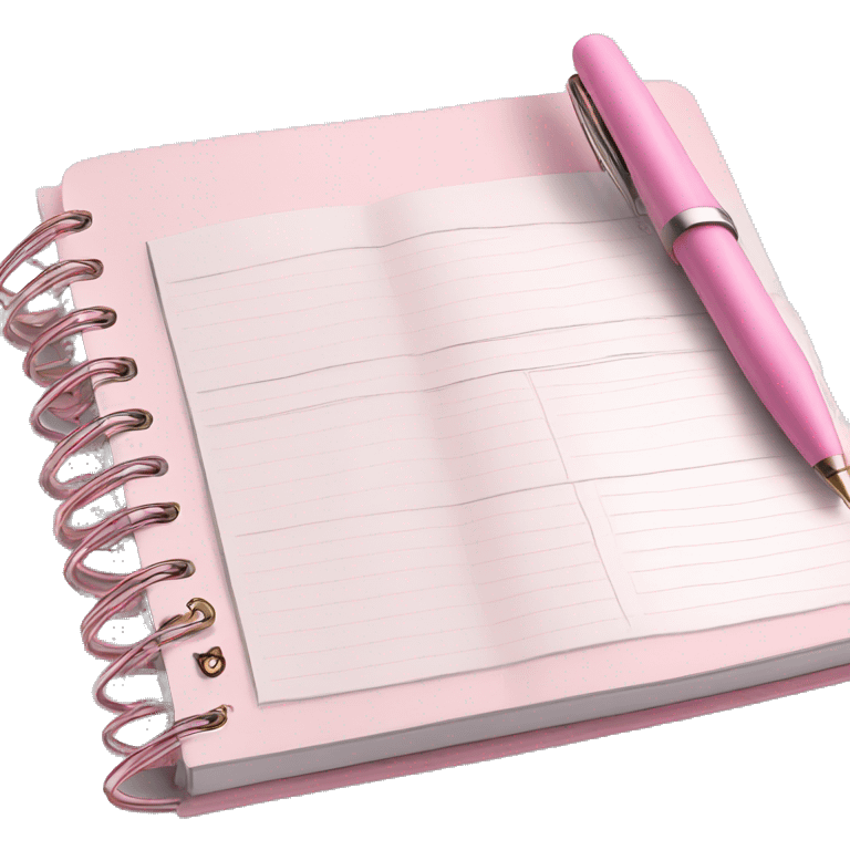 Light Pink Planner open notebook with pink pen emoji